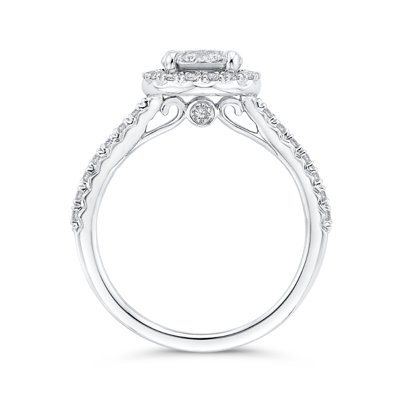 Diamond Halo Engagement Ring in 14K White Gold