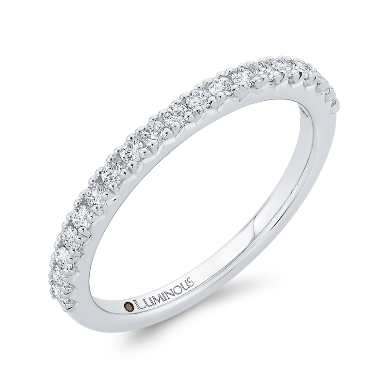 Round Diamond Half-Eternity Wedding Band in 14K White Gold