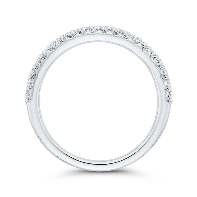 Round Diamond Half-Eternity Wedding Band in 14K White Gold