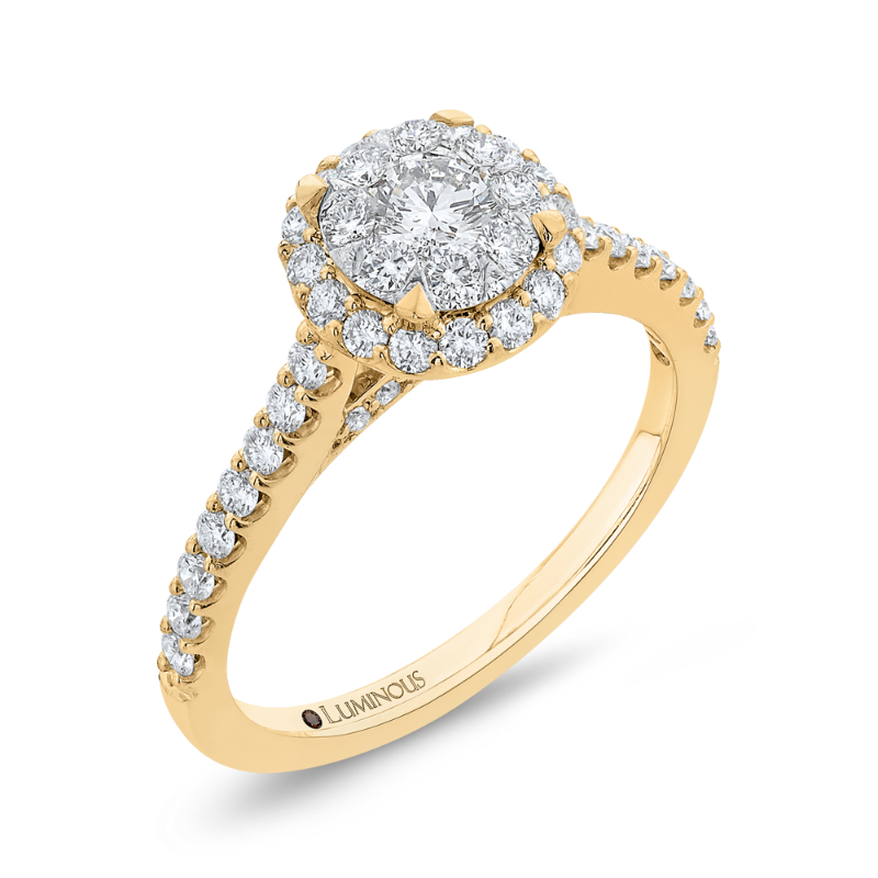 Diamond Halo Engagement Ring in 14K Two Tone Gold