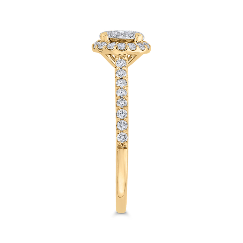 Diamond Halo Engagement Ring in 14K Two Tone Gold