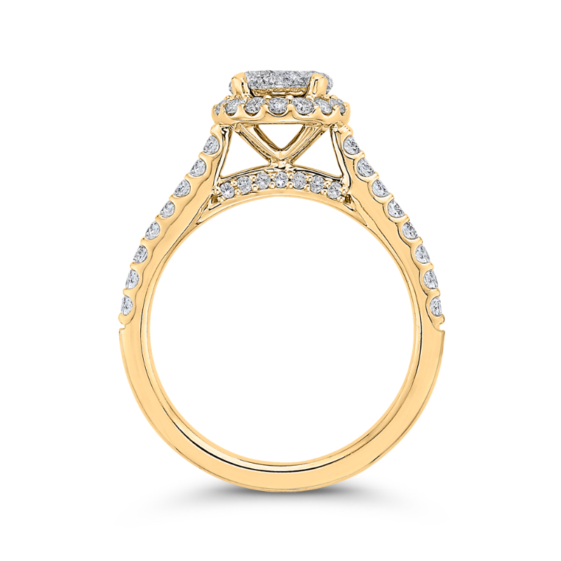 Diamond Halo Engagement Ring in 14K Two Tone Gold