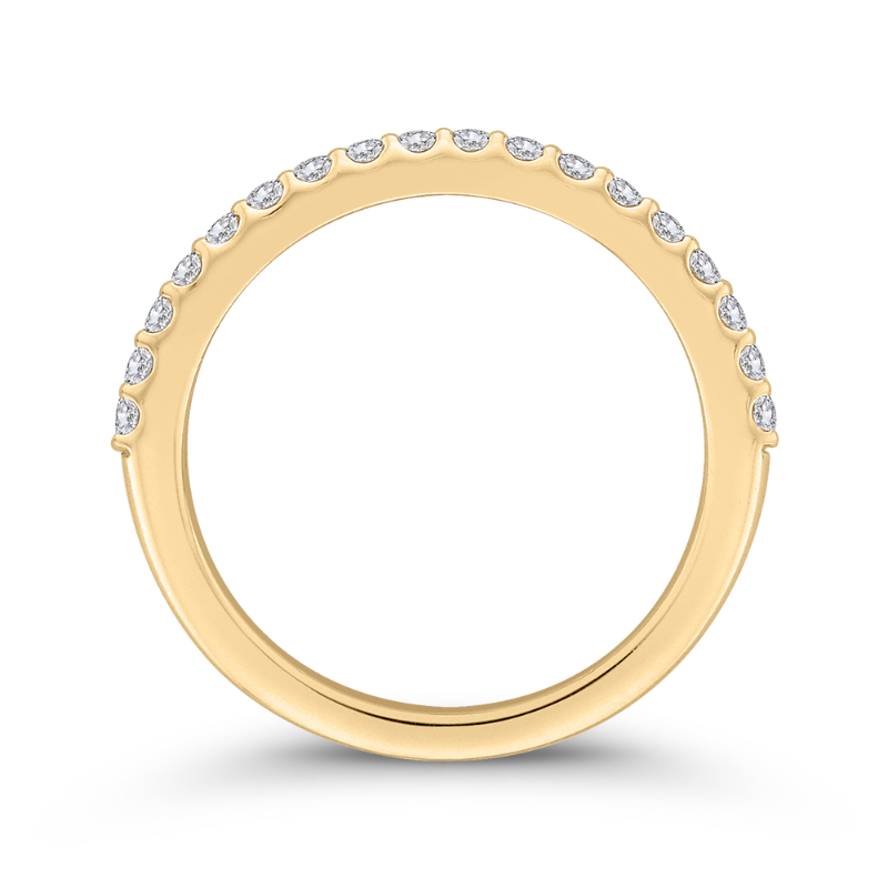 Round Diamond Half-Eternity Wedding Band in 14K Yellow Gold