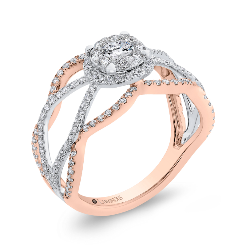 Round Diamond Fashion Ring in 14K Two Tone Gold