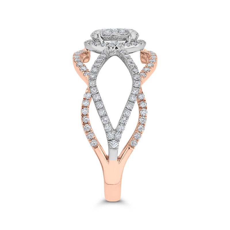 Round Diamond Fashion Ring in 14K Two Tone Gold
