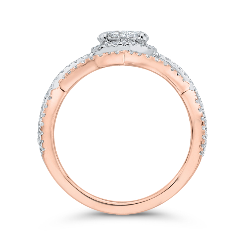 Round Diamond Fashion Ring in 14K Two Tone Gold