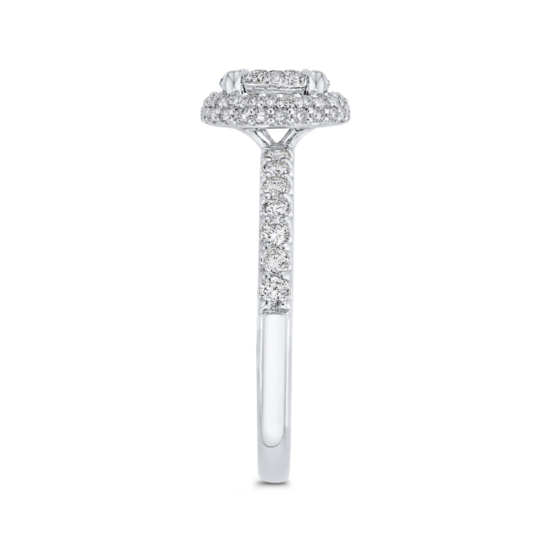 Diamond Halo Engagement Ring in 14K White Gold