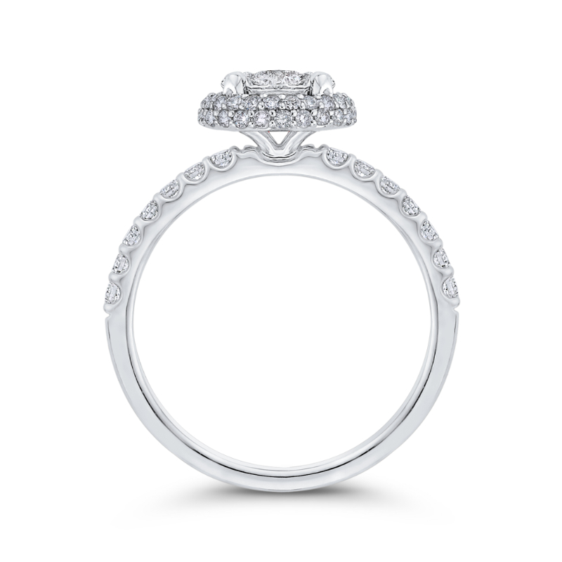 Diamond Halo Engagement Ring in 14K White Gold