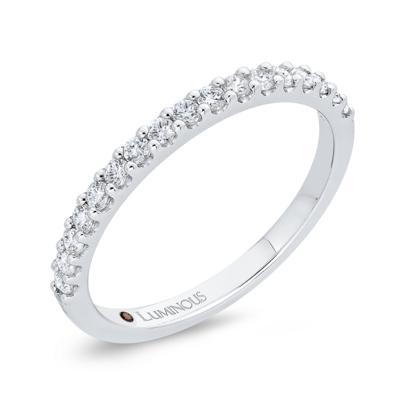 Round Diamond Half-Eternity Wedding Band in 14K White Gold