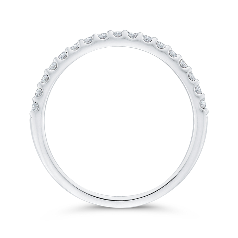 Round Diamond Half-Eternity Wedding Band in 14K White Gold