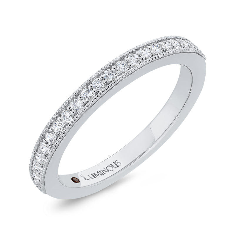 Round Diamond Half-Eternity Wedding Band in 14K White Gold