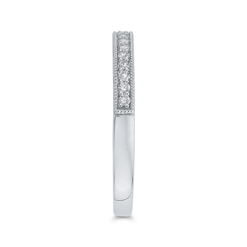 Round Diamond Half-Eternity Wedding Band in 14K White Gold