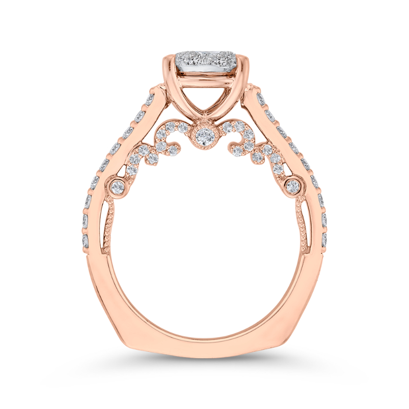 Round Diamond Engagement Ring in 14K Two Tone Gold