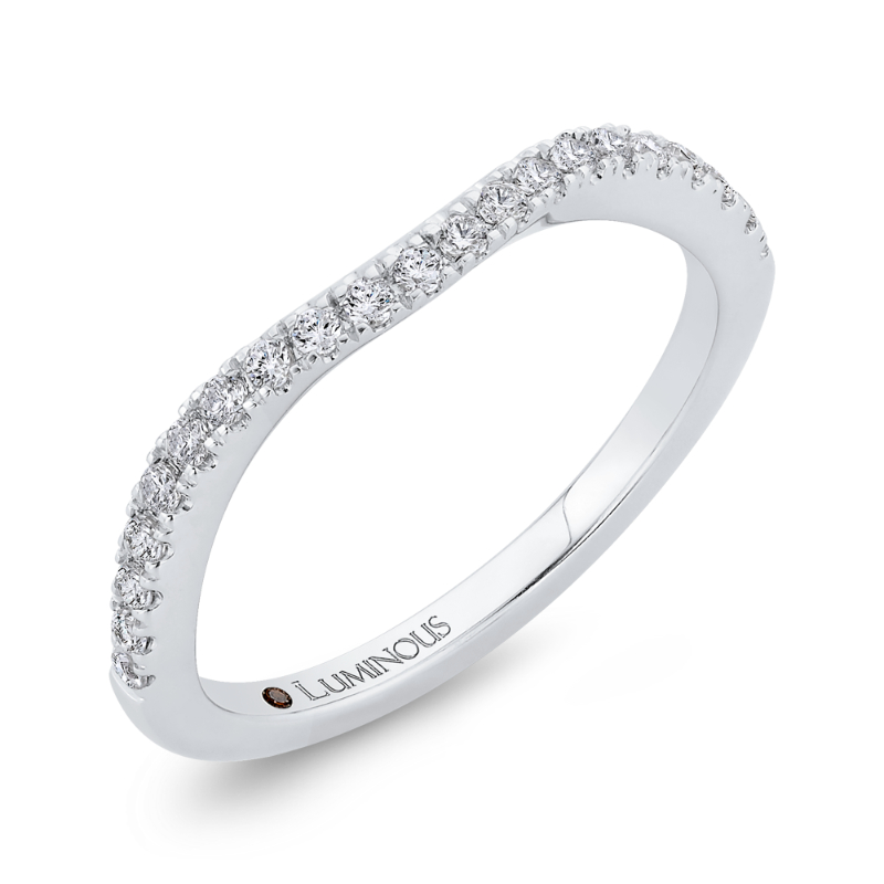 Round Diamond Half-Eternity Contour Wedding Band in 14K White Gold
