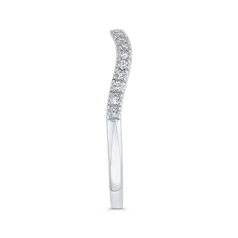 Round Diamond Half-Eternity Contour Wedding Band in 14K White Gold