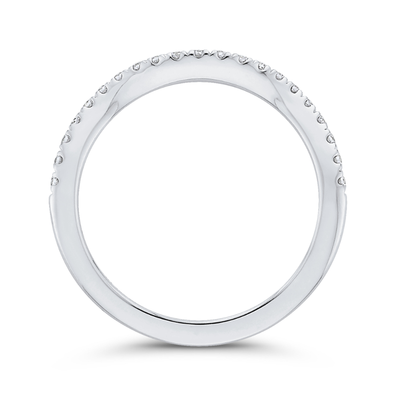Round Diamond Half-Eternity Contour Wedding Band in 14K White Gold