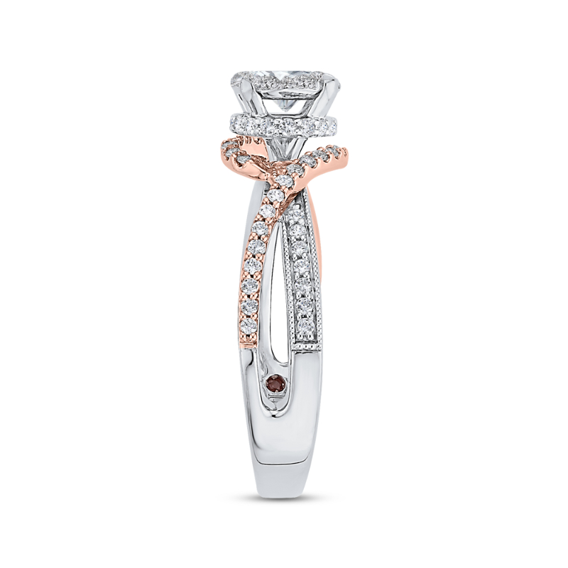 Round Diamond Promise Engagement Ring in 14K Two Tone Gold