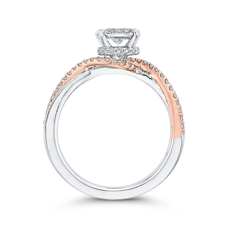 Round Diamond Promise Engagement Ring in 14K Two Tone Gold