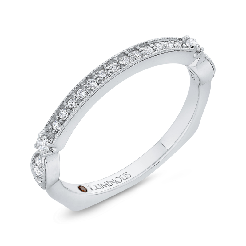Euro Shank Round Diamond Half-Eternity Wedding Band in 14K White Gold