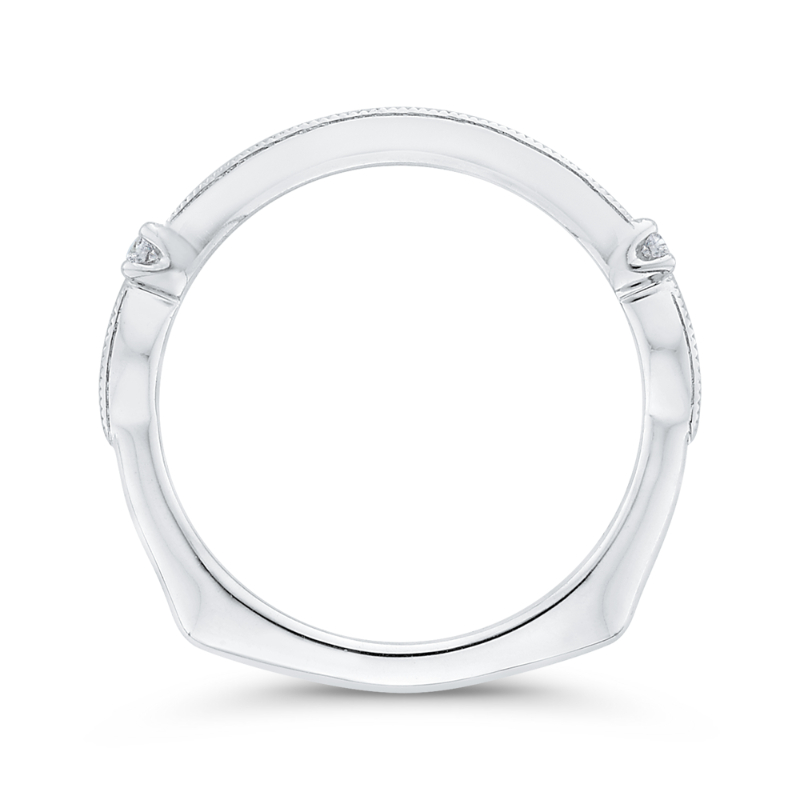 Euro Shank Round Diamond Half-Eternity Wedding Band in 14K White Gold