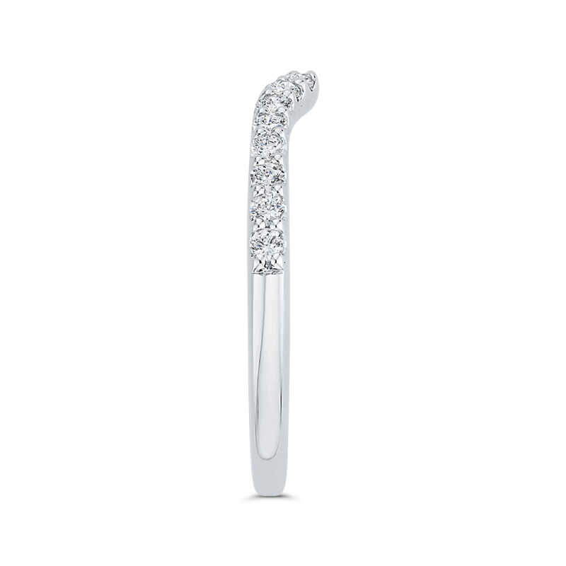 Round Diamond Half-Eternity Contour Wedding Band in 14K