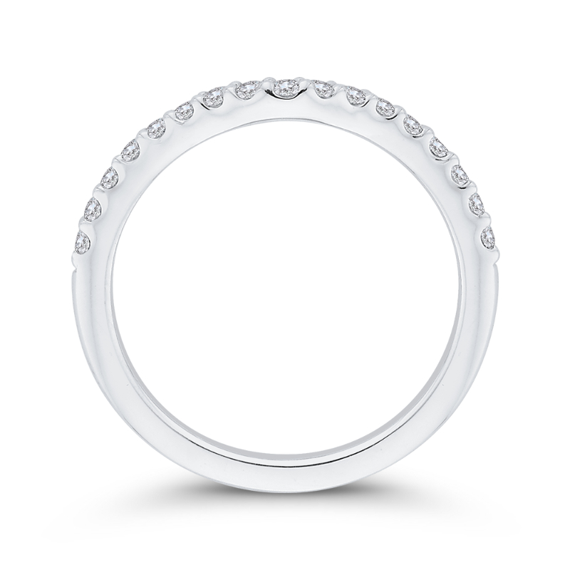 Round Diamond Half-Eternity Contour Wedding Band in 14K White Gold