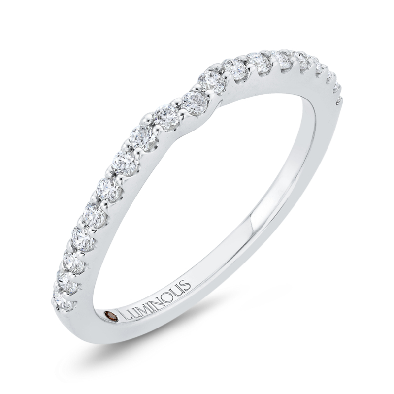 Round Diamond Half-Eternity Contour Wedding Band in 14K White Gold