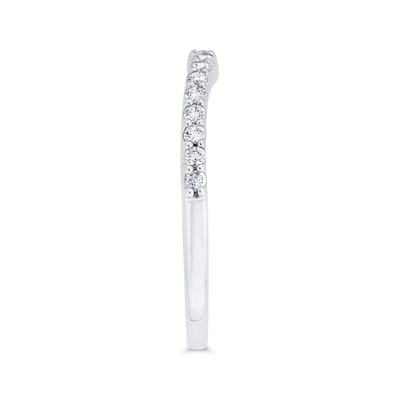 Round Diamond Half-Eternity Contour Wedding Band in 14K White Gold