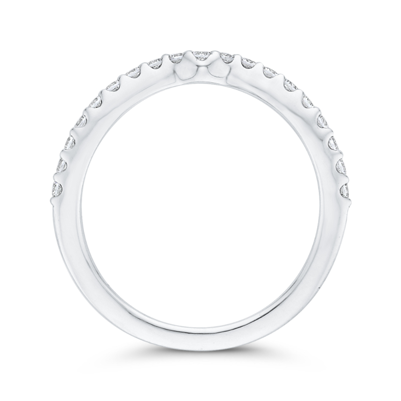 Round Diamond Half-Eternity Contour Wedding Band in 14K White Gold