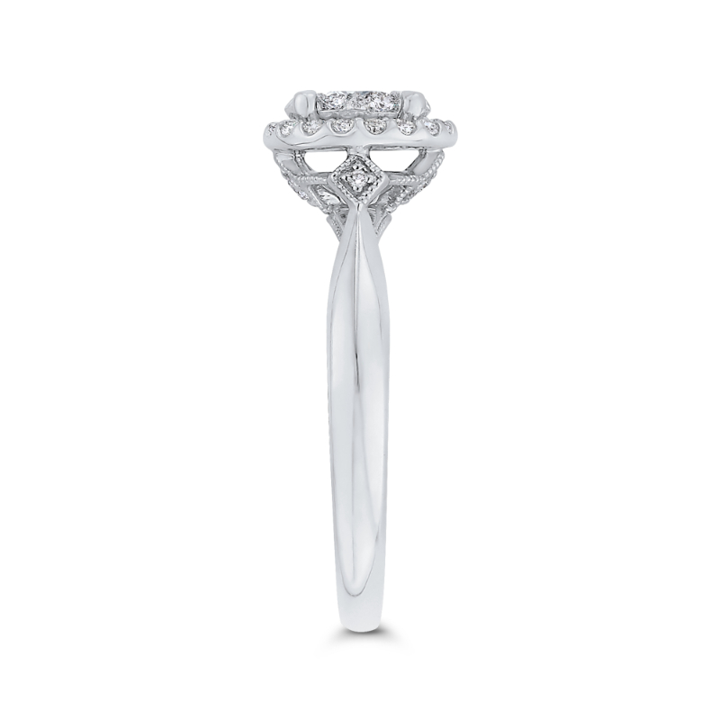 Diamond Halo Engagement Ring in 14K White Gold