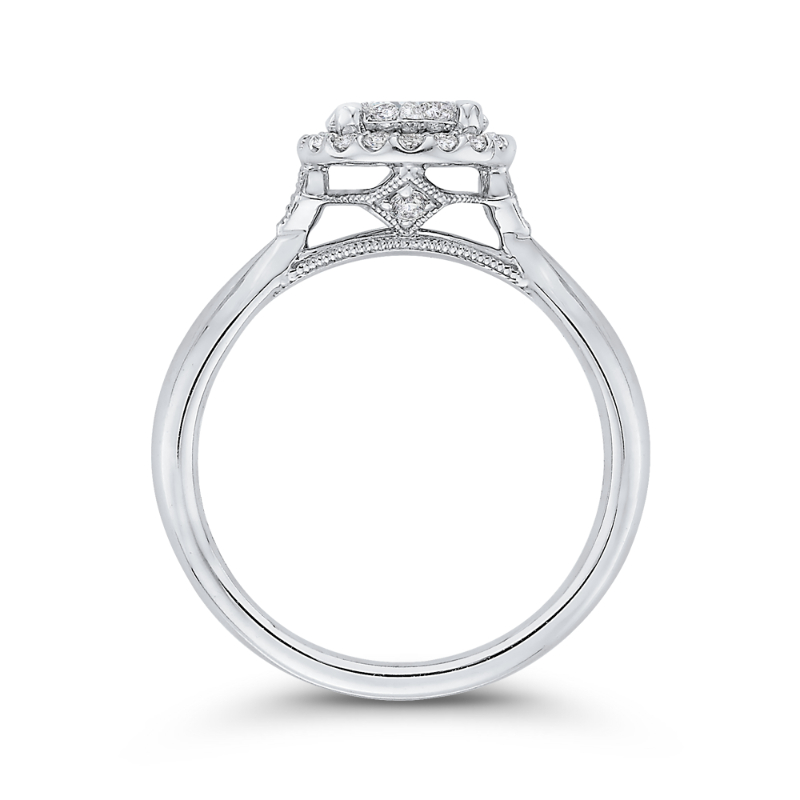 Diamond Halo Engagement Ring in 14K White Gold