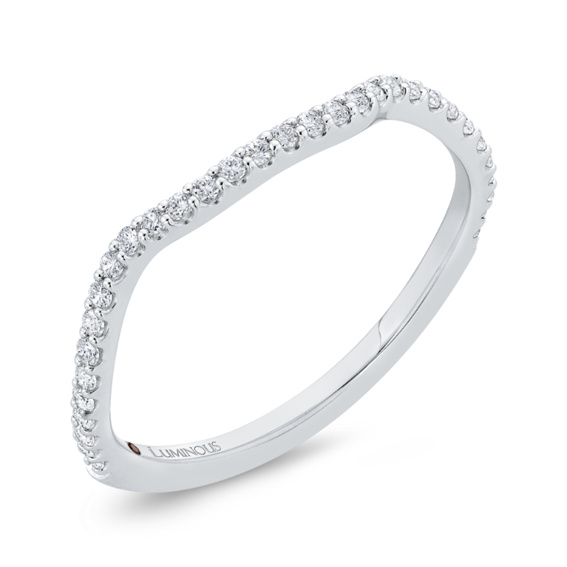 Round Diamond Contour Wedding Band in 14K White Gold