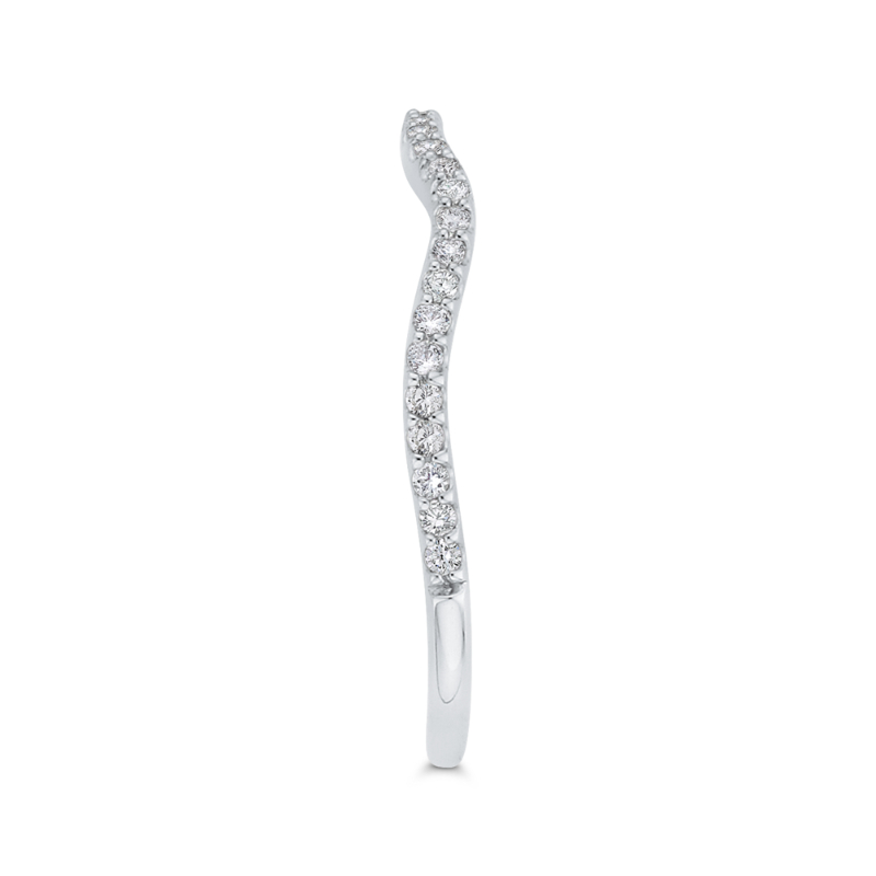 Round Diamond Contour Wedding Band in 14K White Gold