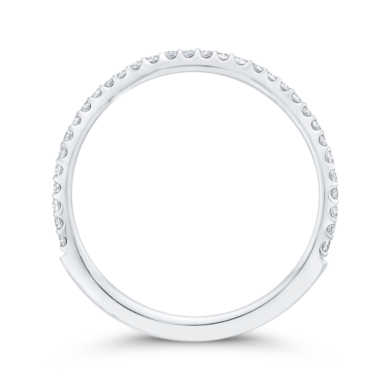 Round Diamond Contour Wedding Band in 14K White Gold