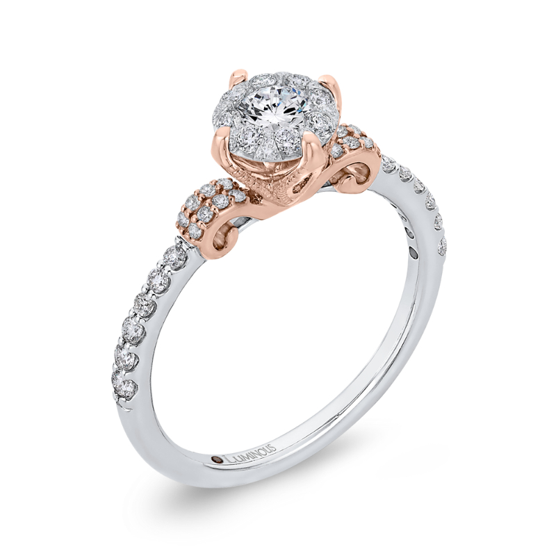Round Diamond Engagement Ring in 14K Two Tone Gold