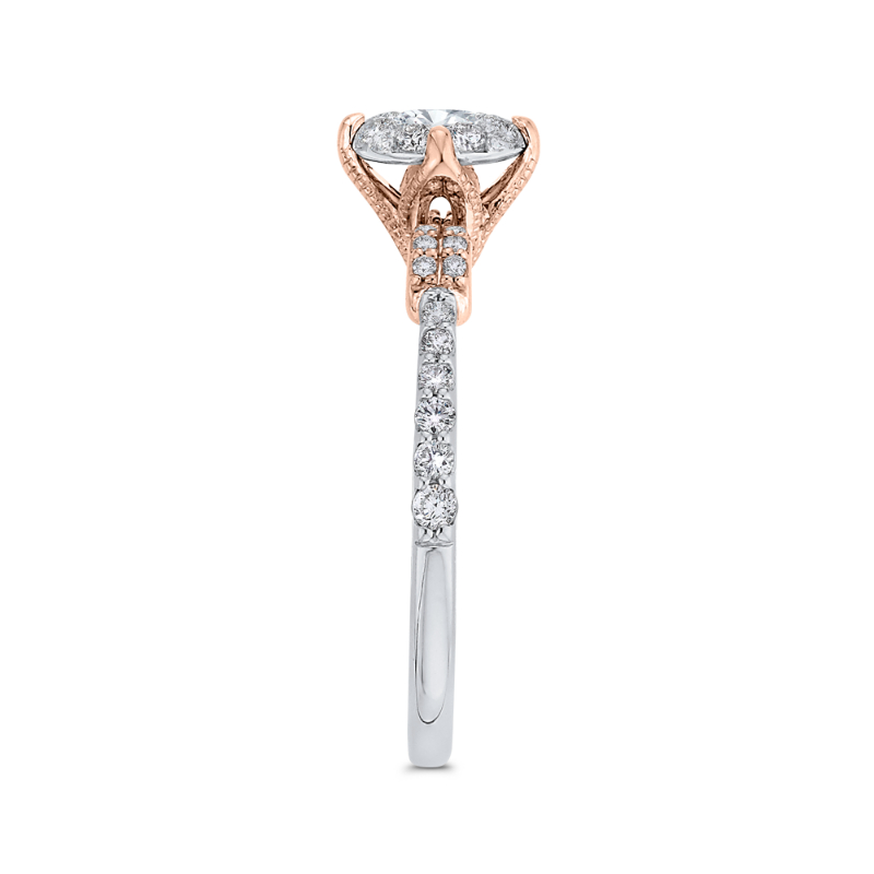 Round Diamond Engagement Ring in 14K Two Tone Gold