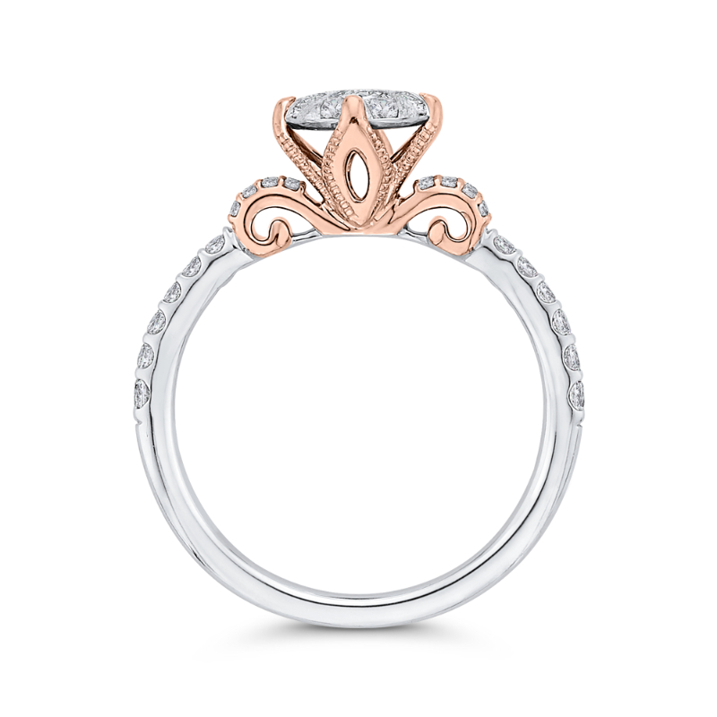 Round Diamond Engagement Ring in 14K Two Tone Gold