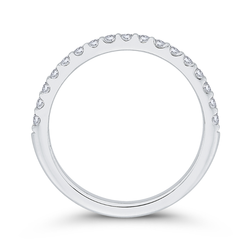 Round Diamond Half-Eternity Wedding Band in 14K White Gold