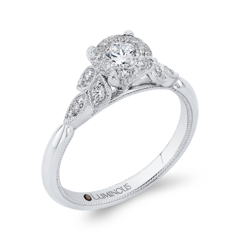 Round Diamond Engagement Ring in 14K White Gold