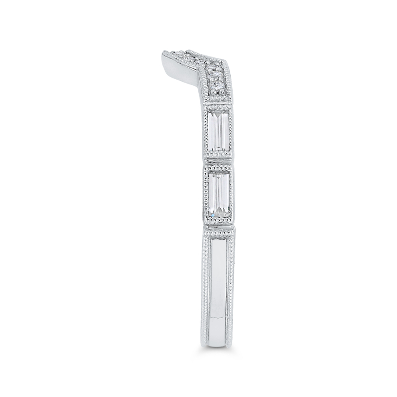 Round Diamond Half-Eternity Contour Wedding Band in 14K White Gold