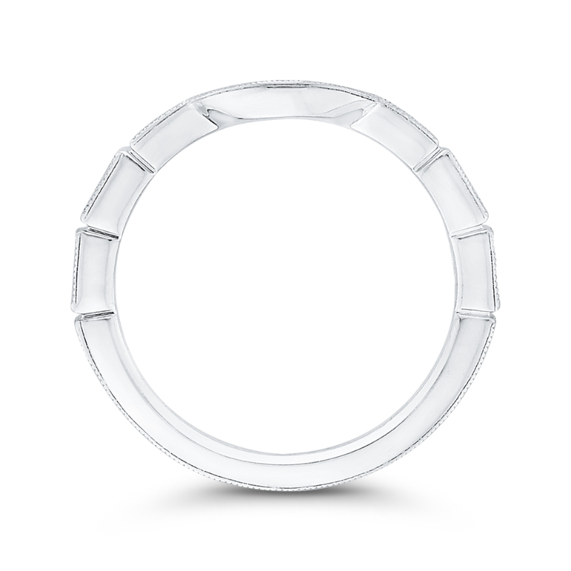 Round Diamond Half-Eternity Contour Wedding Band in 14K White Gold