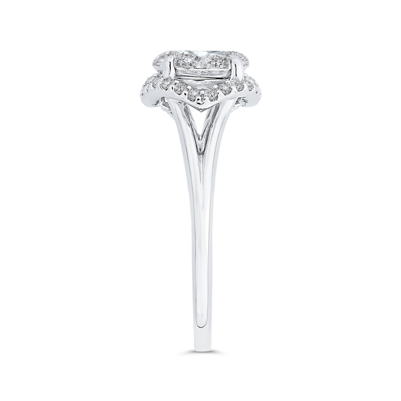 Split Shank Round Diamond Engagement Ring in 14K White Gold