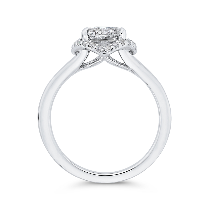 Split Shank Round Diamond Engagement Ring in 14K White Gold