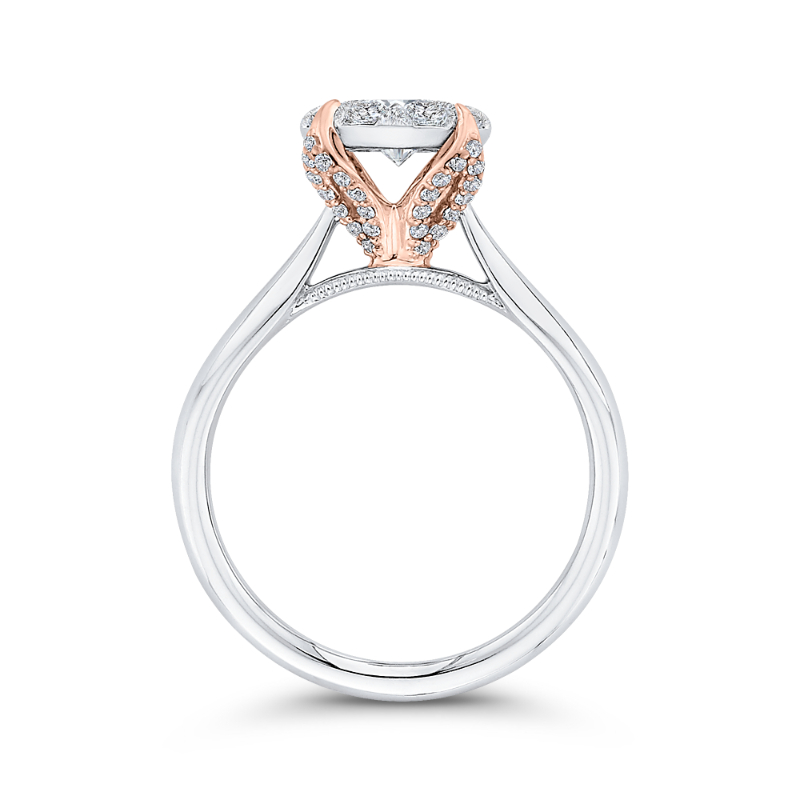 Round Diamond Engagement Ring in 14K Two Tone Gold