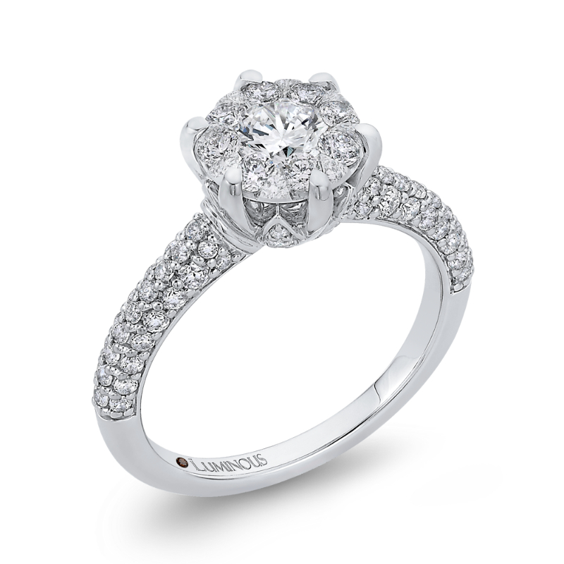 Round Diamond Engagement Ring with Six-Prong Head in 14K White Gold