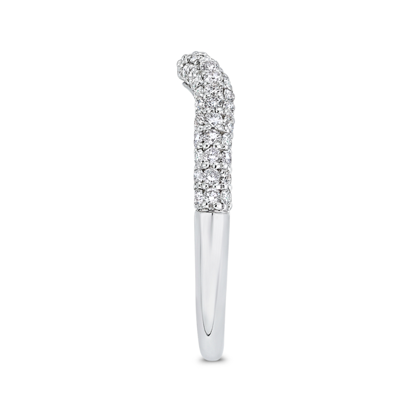 Round Diamond Half-Eternity Contour Wedding Band in 14K White Gold