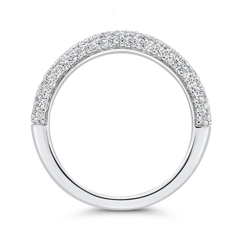 Round Diamond Half-Eternity Contour Wedding Band in 14K White Gold