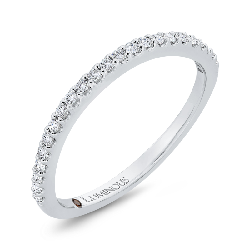 Round Diamond Half-Eternity Contour Wedding Band in 14K White Gold
