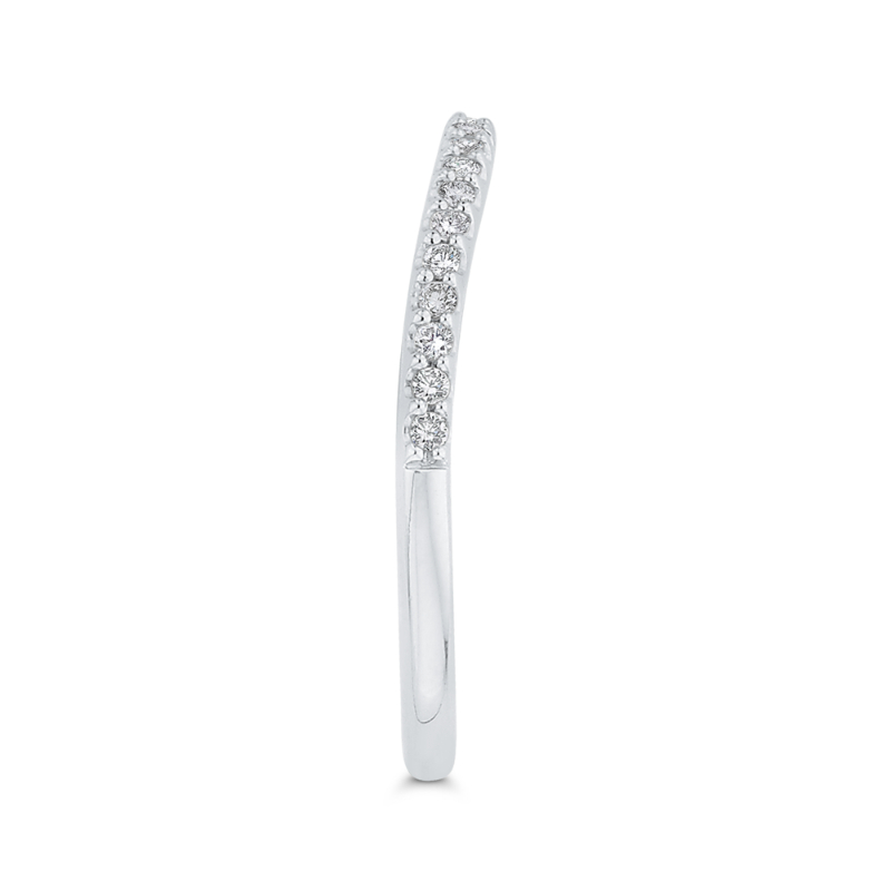 Round Diamond Half-Eternity Contour Wedding Band in 14K White Gold