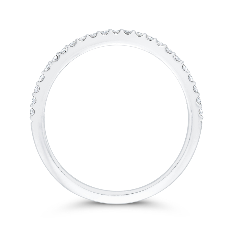 Round Diamond Half-Eternity Contour Wedding Band in 14K White Gold